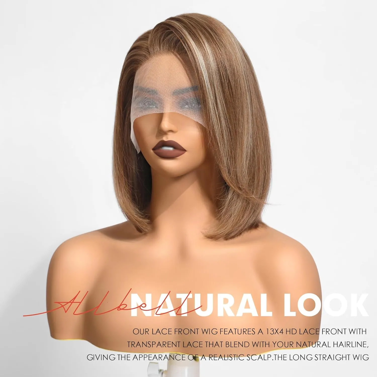 testar 13×4 Brown Mixed Blonde Bob Wig Human Hair Realistic HD Lace Front Wig Human Hair Ready to Go Bob Wig Glueless 12 Inch Straight Bob Human Hair Wigs for Women
