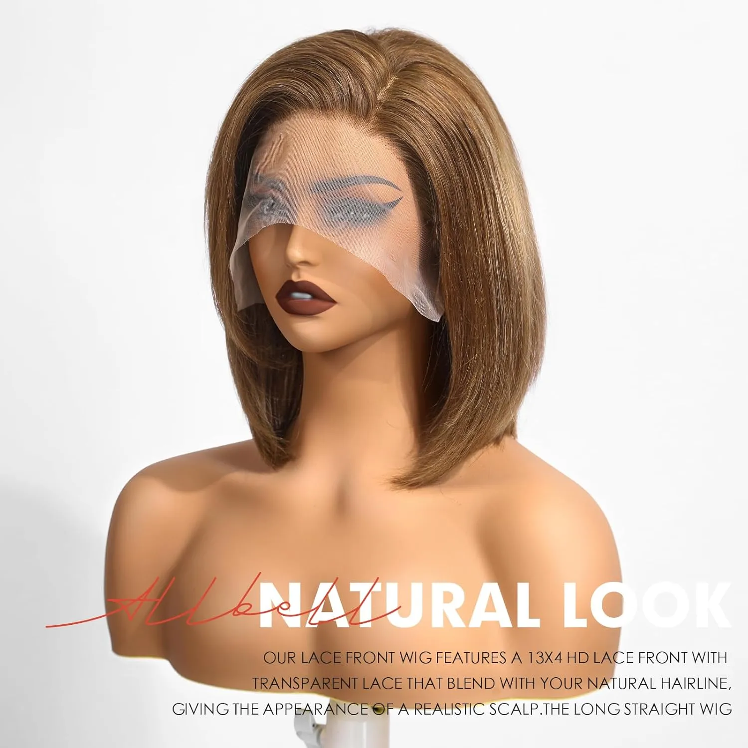 testar 13×4 Honey Brown Bob Wig Human Hair Realistic HD Lace Front Wig Human Hair Ready to Go Bob Wig Glueless 12 Inch Straight Bob Human Hair Wigs for Women