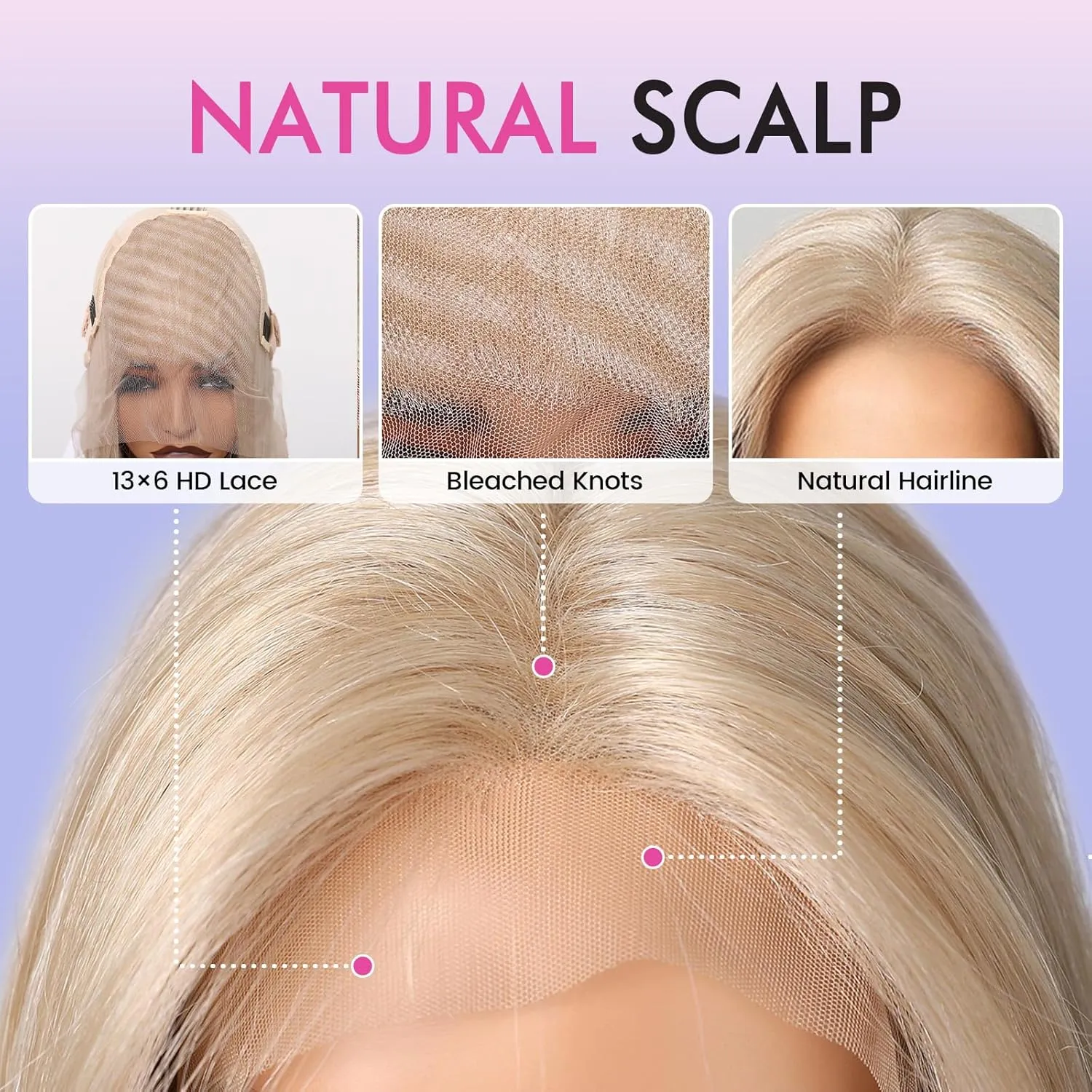 testar 613 13×6 Lace Front Wig Long Blonde Wigs for Women HD Transparent Lace Wig Platinum Blonde Wig 22 Inch Straight Hair Natural Layered Glueless Synthetic Wigs for Daily Use(613 Blonde)