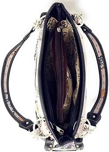 Texas West Women's Embroidered Flora Sugar Skull Purse Handbag and Clutch Wallet set in 4 colors