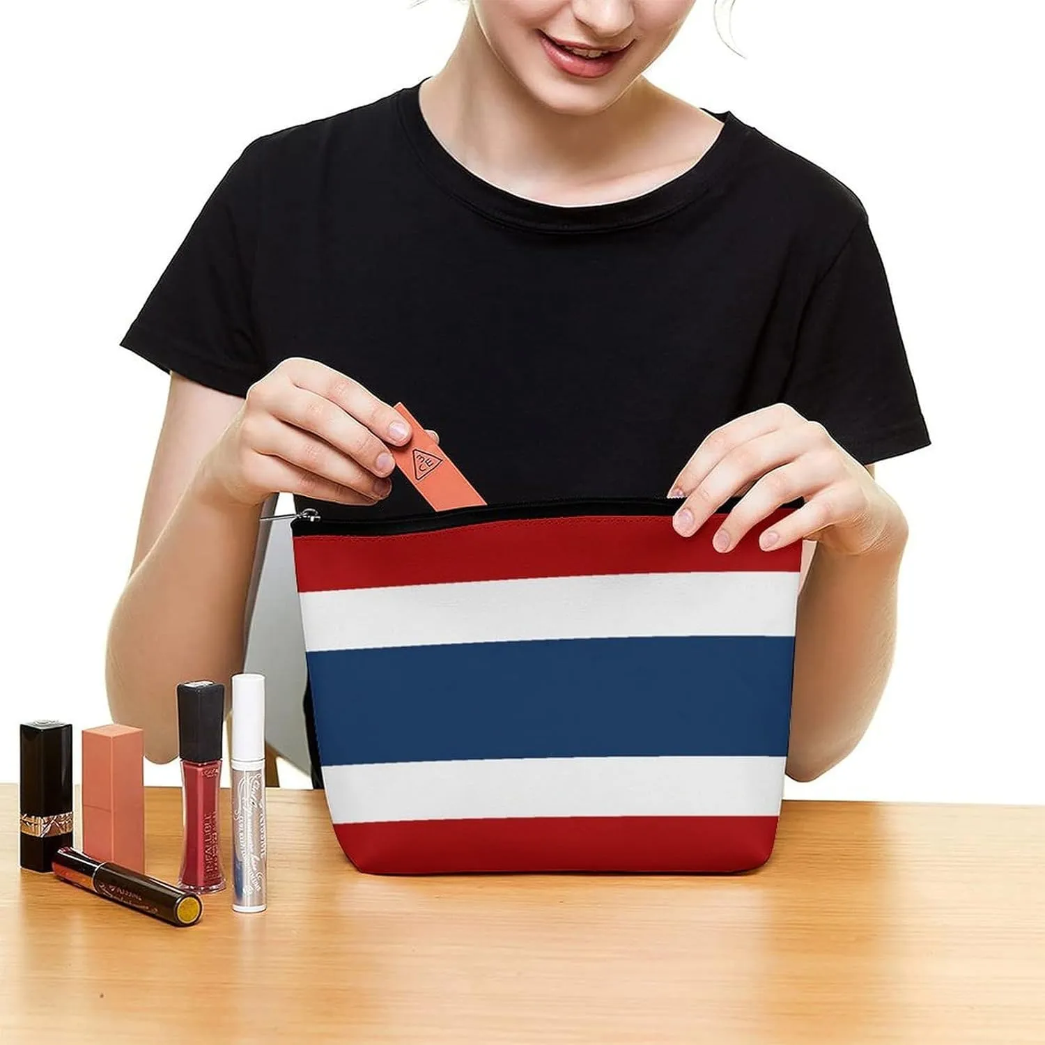 Thailand Flag Compact Makeup Organizer Travel Cosmetic Bag for Women