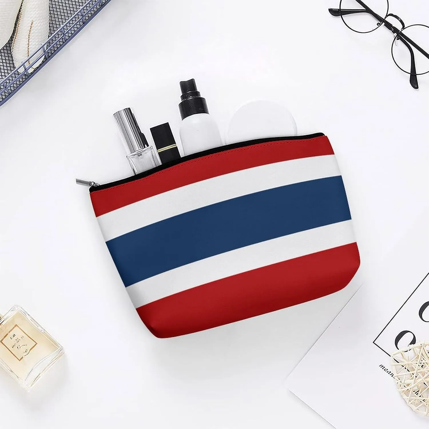 Thailand Flag Compact Makeup Organizer Travel Cosmetic Bag for Women