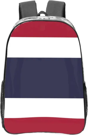 Thailand Flag Transparent Backpack-16-Inch Pvc Clear Backpack With Side Pockets,Black