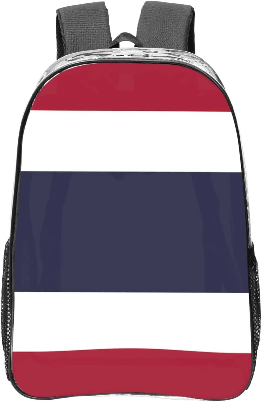 Thailand Flag Transparent Backpack-16-Inch Pvc Clear Backpack With Side Pockets,Black