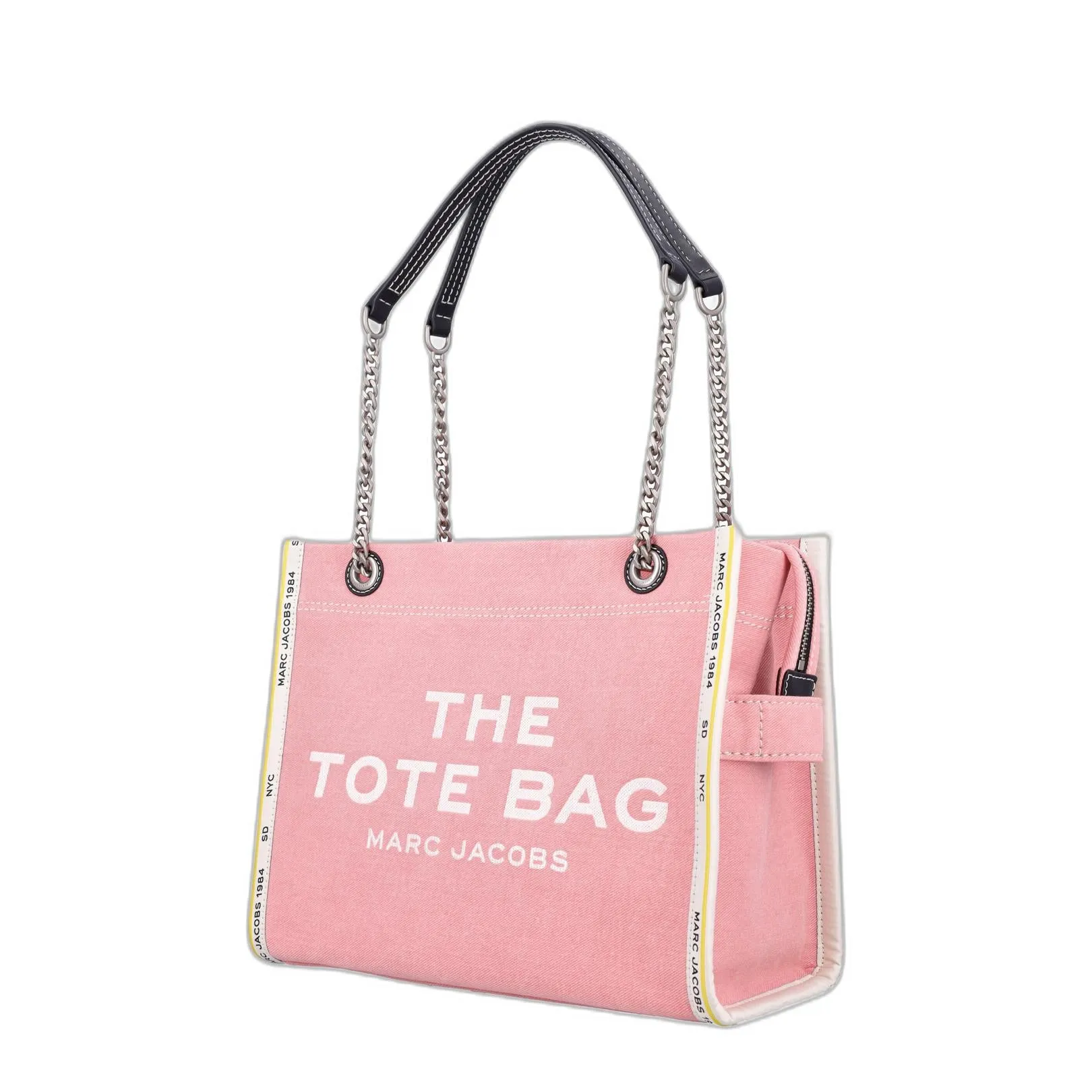 The Denim Chain Crossbody Tote Bag In Pink