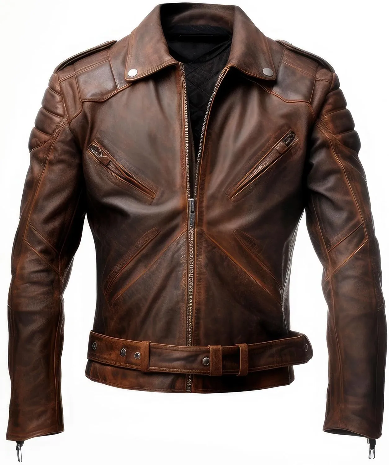 The Next Mens Aviation Genuine Leather Jacket with Military Lapel Zipper Pockets Pilot Brown Vintage Leather Jackets