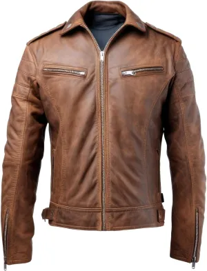 The Next Mens Aviation Genuine Leather Jacket with Military Lapel Zipper Pockets Pilot Leather Jackets
