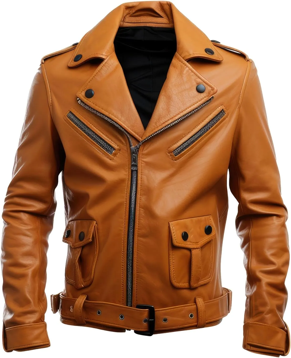 The Next Mens Classic Aviation Genuine Leather Jacket with Military Lapel Side Pockets Pilot Leather Jackets