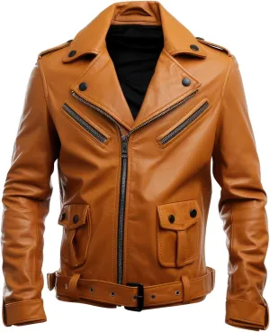 The Next Mens Classic Aviation Genuine Leather Jacket with Military Lapel Side Pockets Pilot Leather Jackets