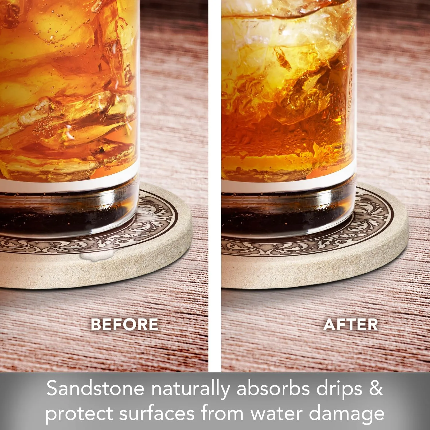 Thirstystone Monogram Letter W Absorbent Sandstone Coaster 4-Pack Made in The USA Decorative, Absorbent, Easily Wipes Clean