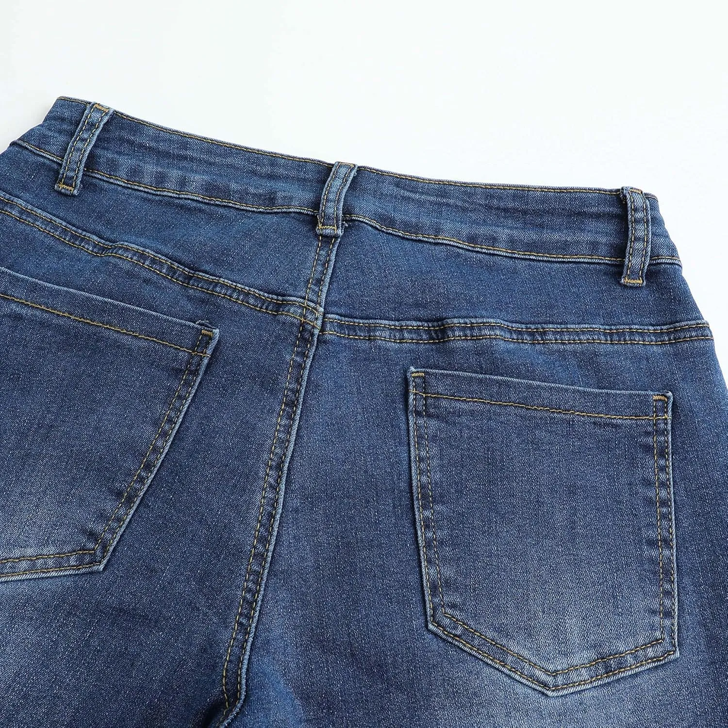 THUNDER STAR Womens Stretchy Mid Rise Flare Jeans Distressed Denim Bell Bottom Pants