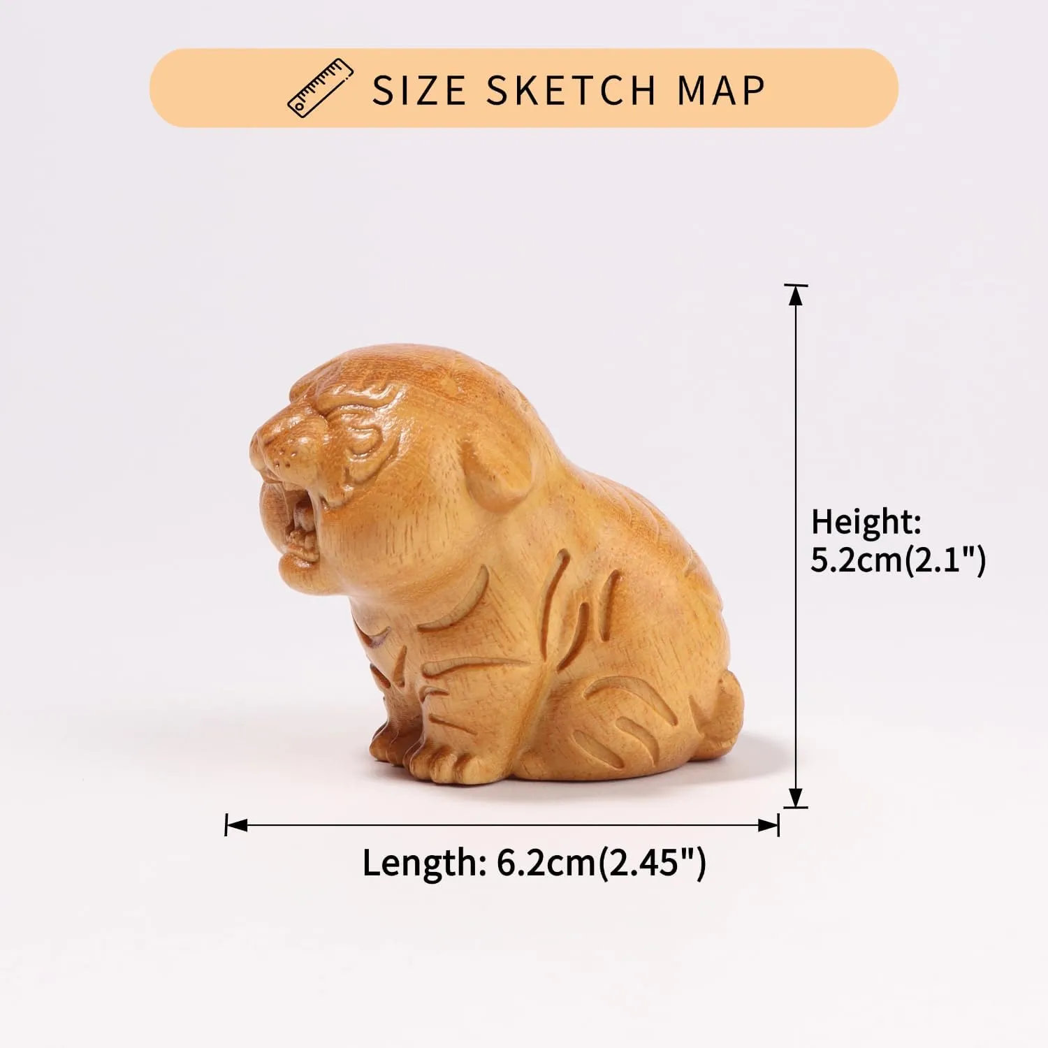 Tiger Wooden Figurine,Miniature Wood Gift Handmade Art Carved Small Animal Statue,Desk Decoration Lovely Gift Home Decor Table Living Room Bedroom Desktop Bookshelf Garden Decoration
