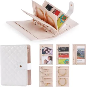Tiita Travel Jewelry Organizer Case, Velvet Jewelry Pouches Bags with Zipper, Travel Jewelry Holder for Rings,Necklace,Earrings,or Travel Gifts for Women（Cream）