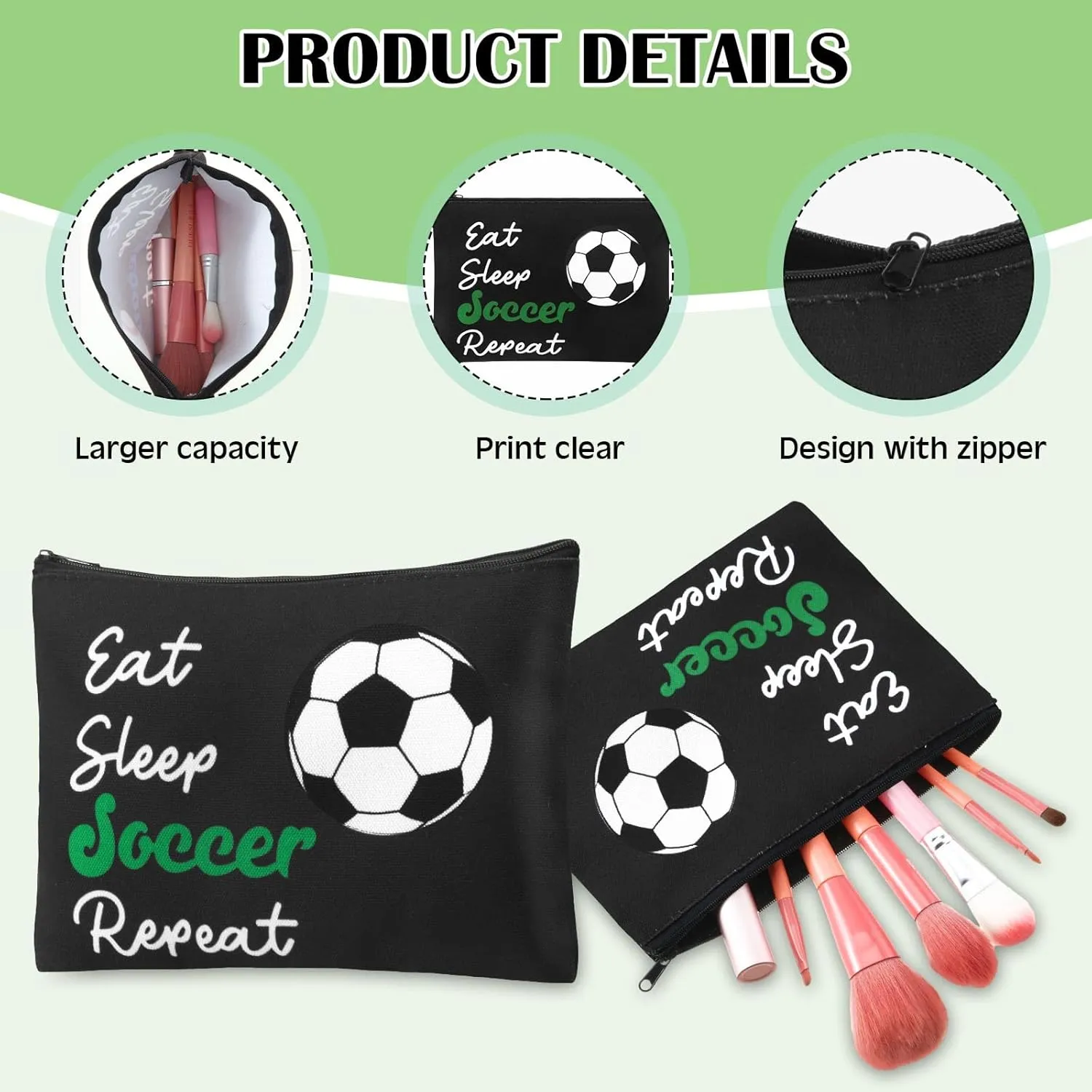 Tioncy 110 Pcs Soccer Party Favors Set Soccer Gifts for Team Sports Accessories Include Cosmetic Bag Lipstick Holder Keychain Compact Mirror Hairbrush Scrunchie Sticker Team Party Favors