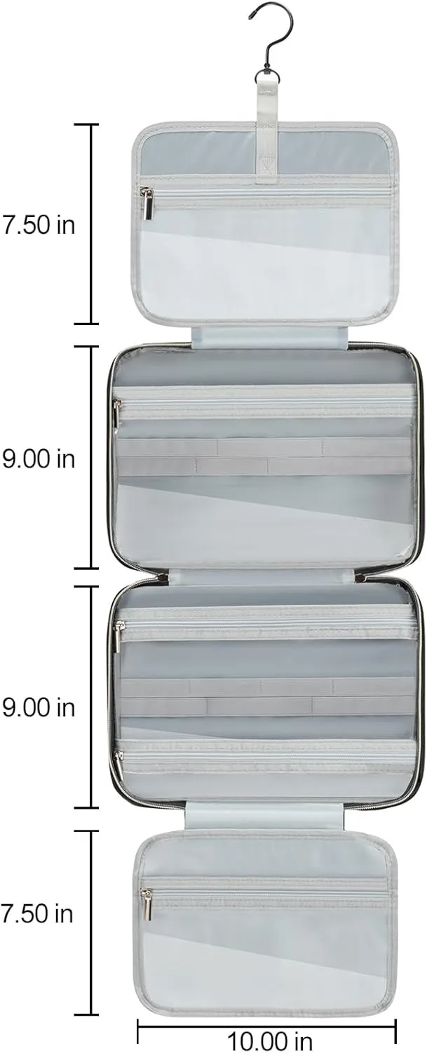 Toiletry Bag Hanging Travel Makeup Organizer with TSA Approved Transparent Cosmetic Bag Makeup Bag for Full Sized Toiletries (Black)
