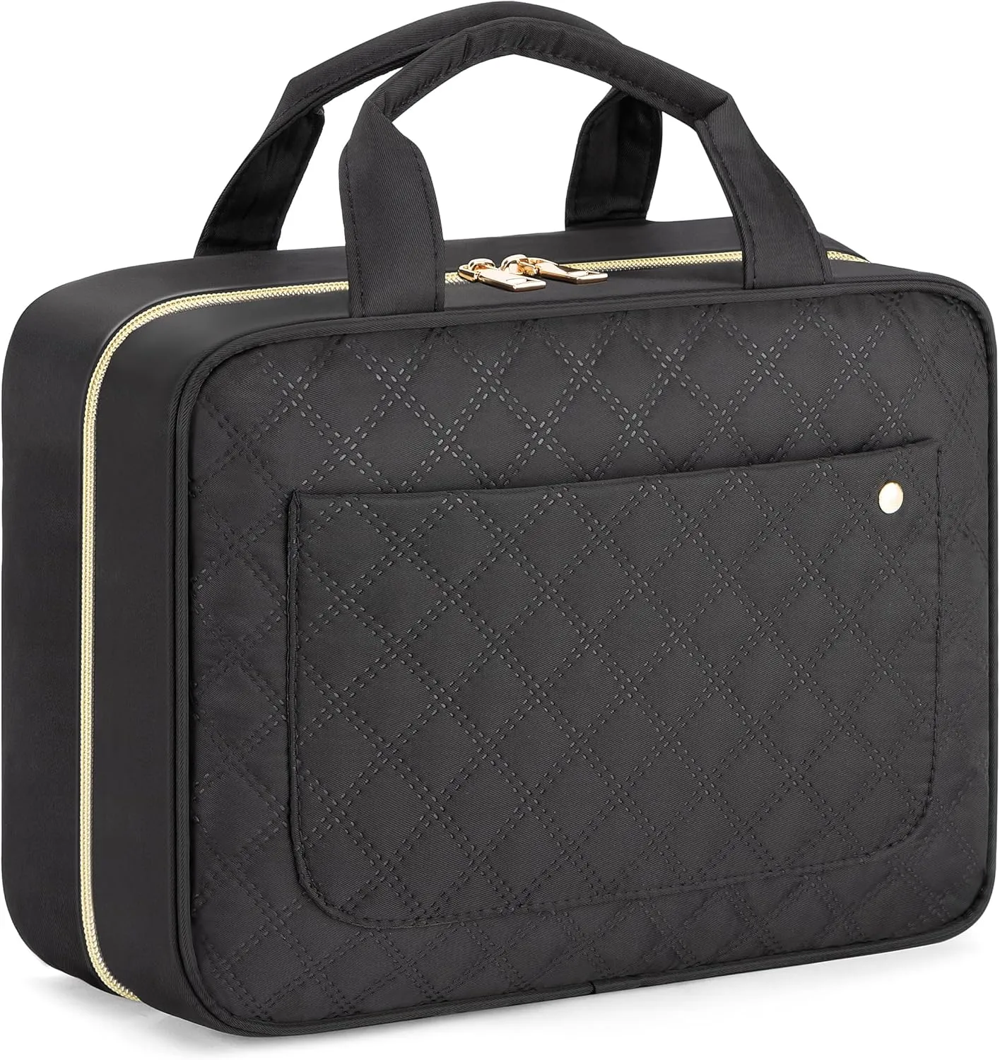 Toiletry Bag Hanging Travel Makeup Organizer with TSA Approved Transparent Cosmetic Bag Makeup Bag for Full Sized Toiletries (Black)