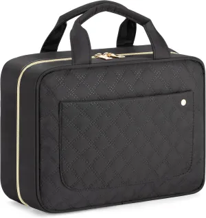 Toiletry Bag Hanging Travel Makeup Organizer with TSA Approved Transparent Cosmetic Bag Makeup Bag for Full Sized Toiletries (Black)