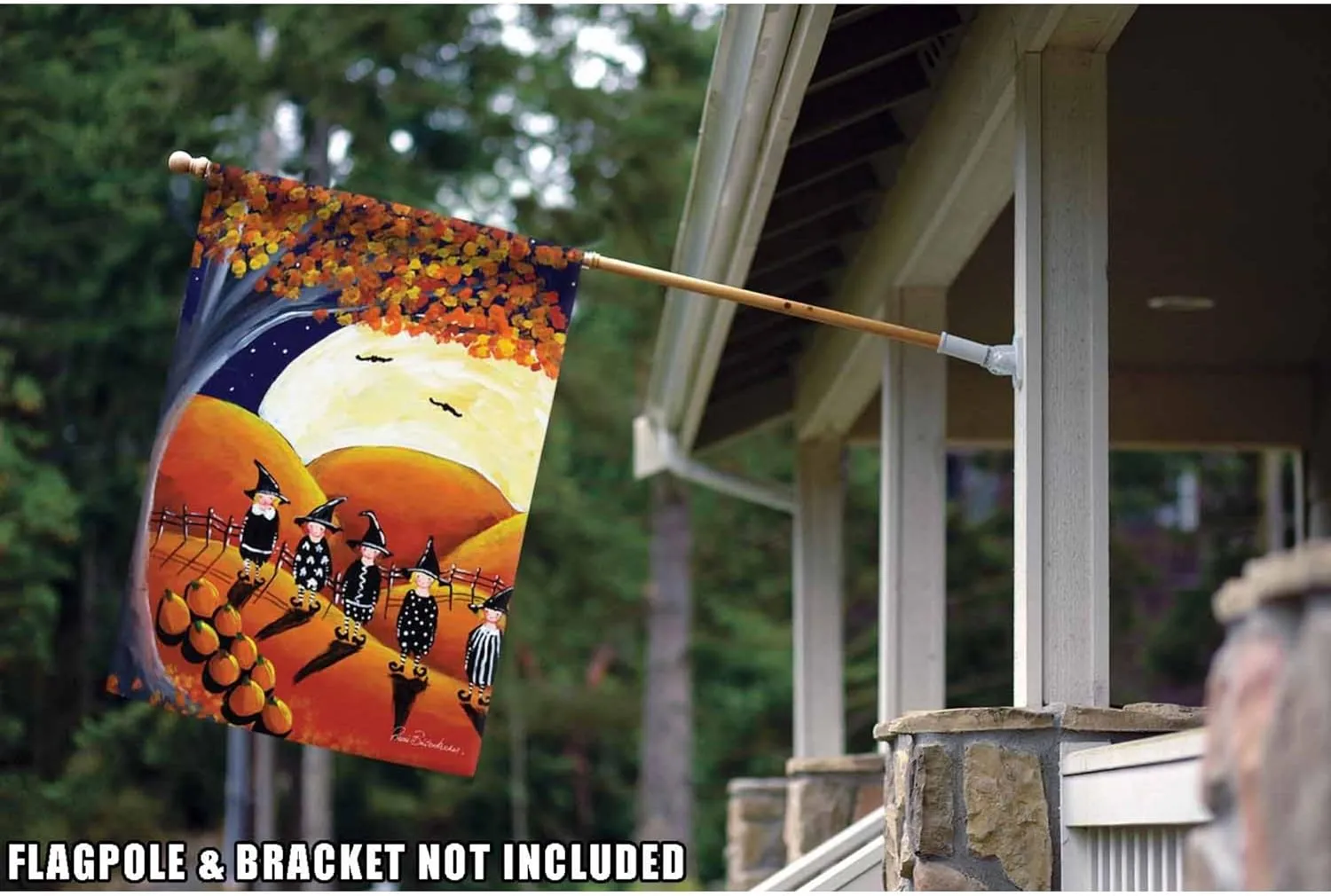 Toland Home Garden 1010533 Full Moon Coven Halloween Flag 28x40 Inch Double Sided for Outdoor Spooky House Yard Decoration