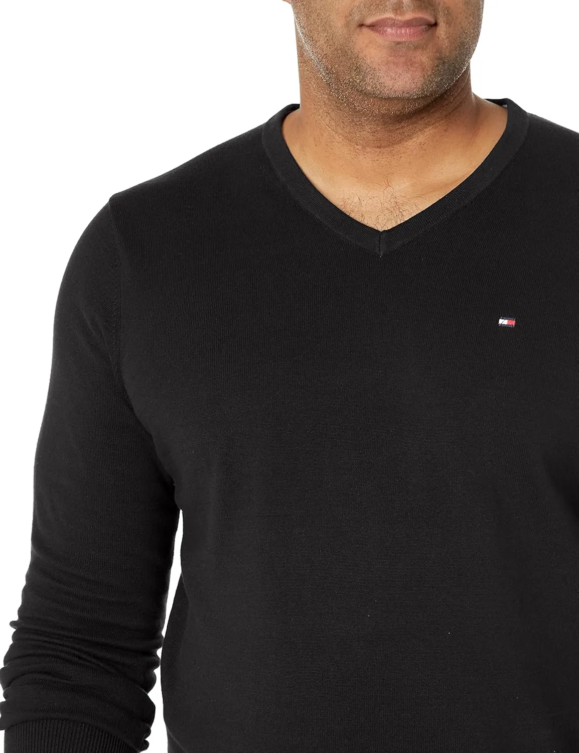 Tommy Hilfiger Men's Essential Long Sleeve Cotton V-Neck Pullover Sweater