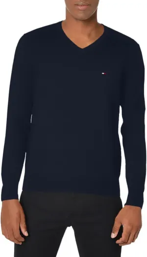 Tommy Hilfiger Men's Essential Long Sleeve Cotton V-Neck Pullover Sweater