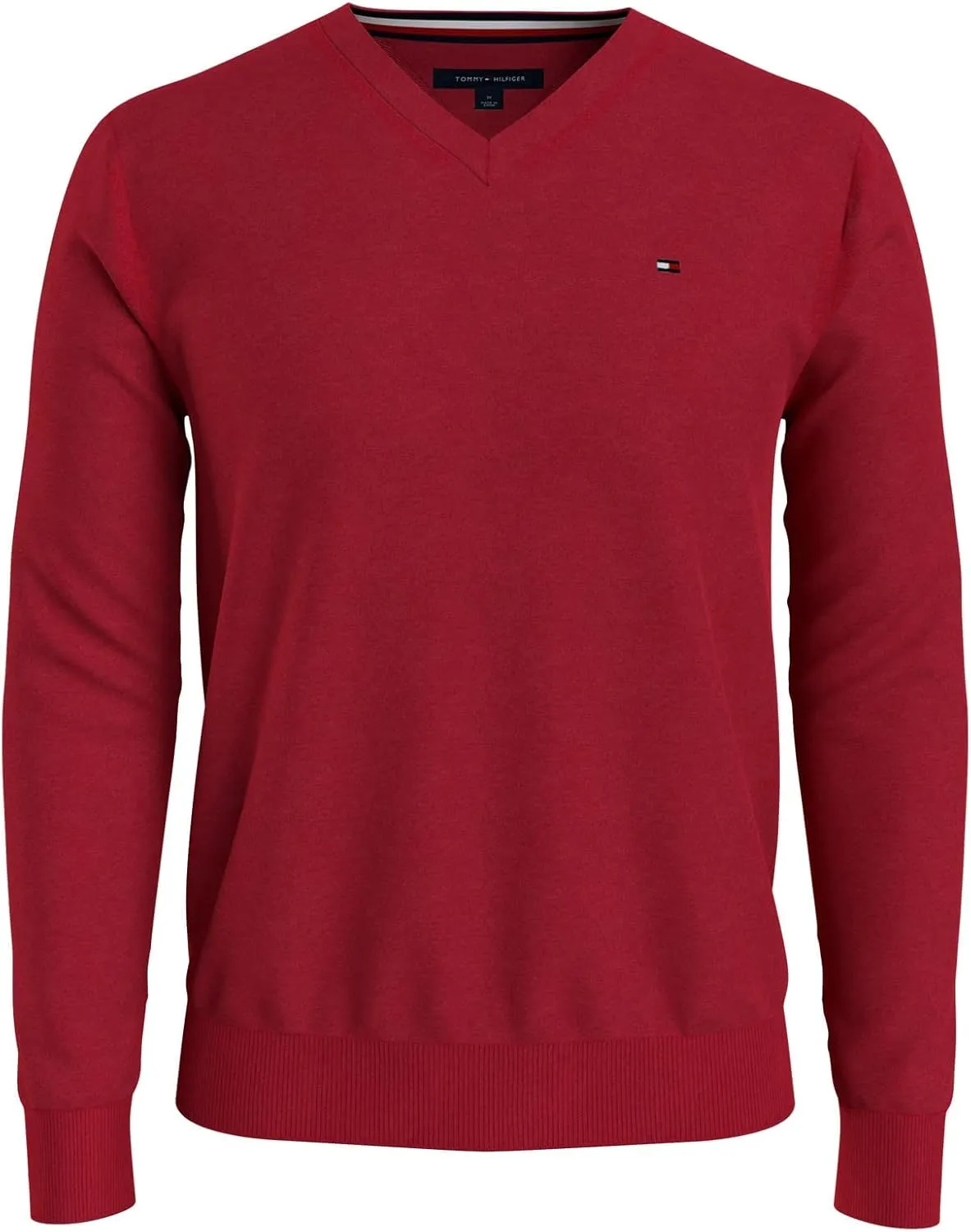 Tommy Hilfiger Men's Essential Long Sleeve Cotton V-Neck Pullover Sweater