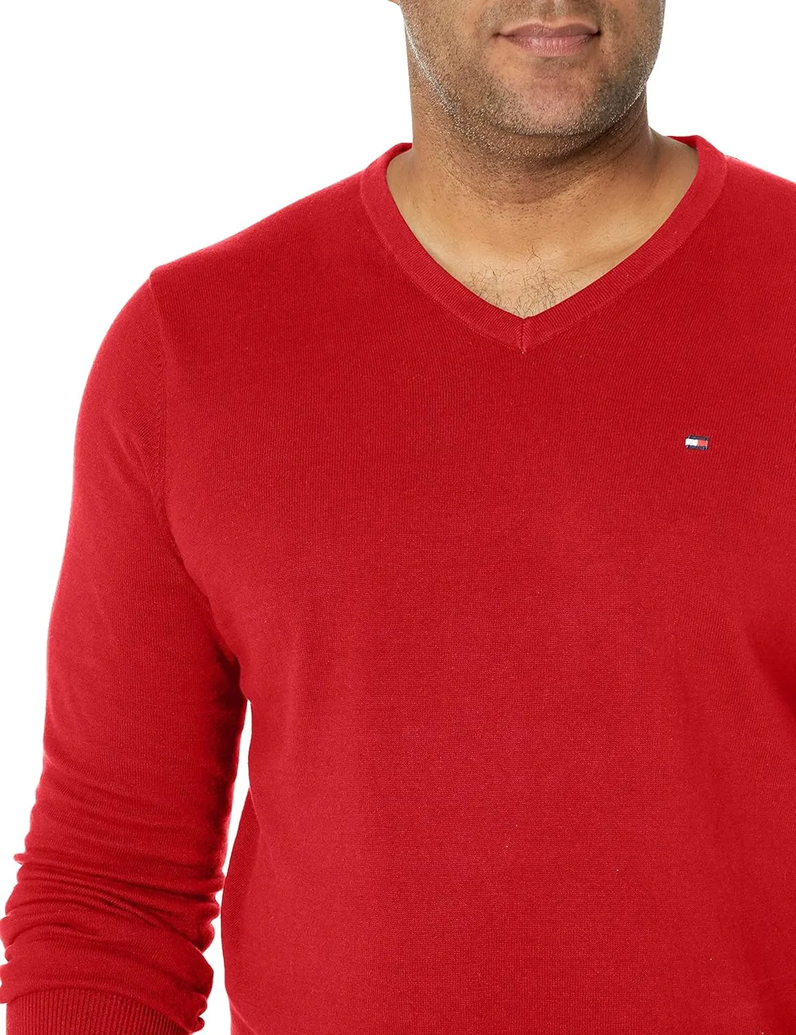 Tommy Hilfiger Men's Essential Long Sleeve Cotton V-Neck Pullover Sweater