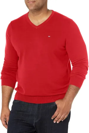 Tommy Hilfiger Men's Essential Long Sleeve Cotton V-Neck Pullover Sweater
