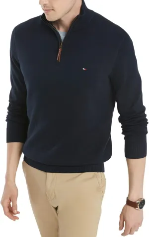 Tommy Hilfiger Men's Long Sleeve Cotton Quarter Zip Pullover Sweater