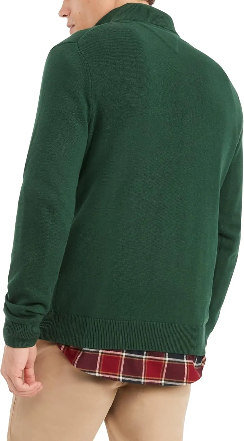 Tommy Hilfiger Men's Long Sleeve Cotton Quarter Zip Pullover Sweater