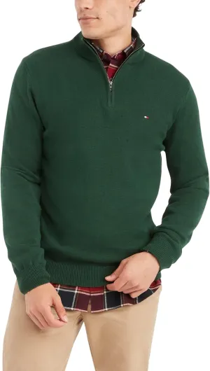 Tommy Hilfiger Men's Long Sleeve Cotton Quarter Zip Pullover Sweater