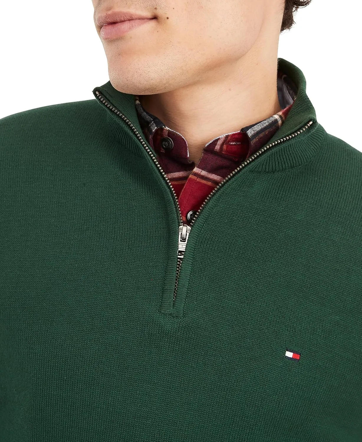 Tommy Hilfiger Men's Long Sleeve Cotton Quarter Zip Pullover Sweater