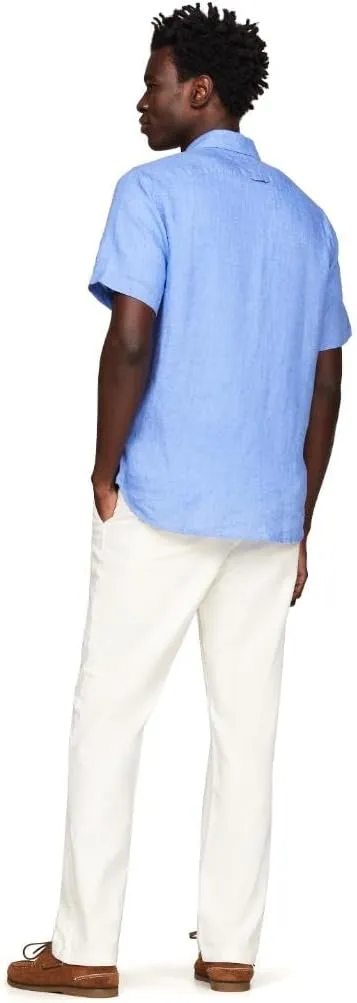 Tommy Hilfiger Men's Short Sleeve Casual Linen Button Down Shirts in Regular Fit