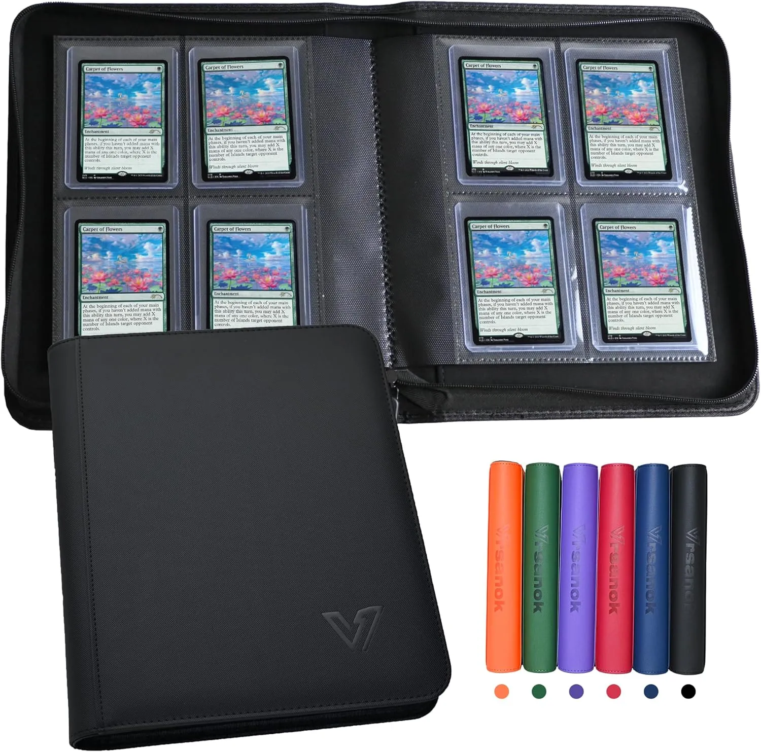 Toploaders Binder,Holds 128 Top Loaders,4 Pocket Top Loader Binder for 3" x 4"Rigid Cards,Double Sided Card Binder Abulm in 3"x4"Toploaders for Trading Cards
