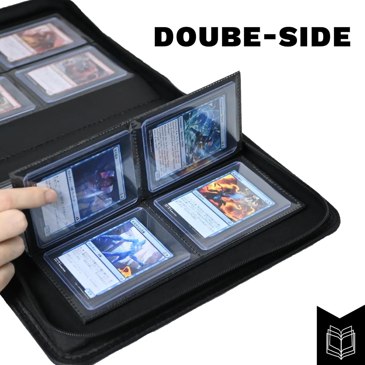 Toploaders Binder,Holds 128 Top Loaders,4 Pocket Top Loader Binder for 3" x 4"Rigid Cards,Double Sided Card Binder Abulm in 3"x4"Toploaders for Trading Cards