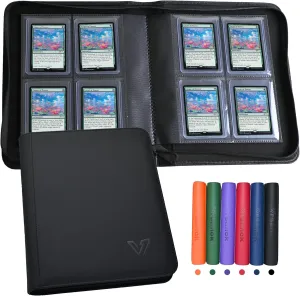 Toploaders Binder,Holds 128 Top Loaders,4 Pocket Top Loader Binder for 3" x 4"Rigid Cards,Double Sided Card Binder Abulm in 3"x4"Toploaders for Trading Cards