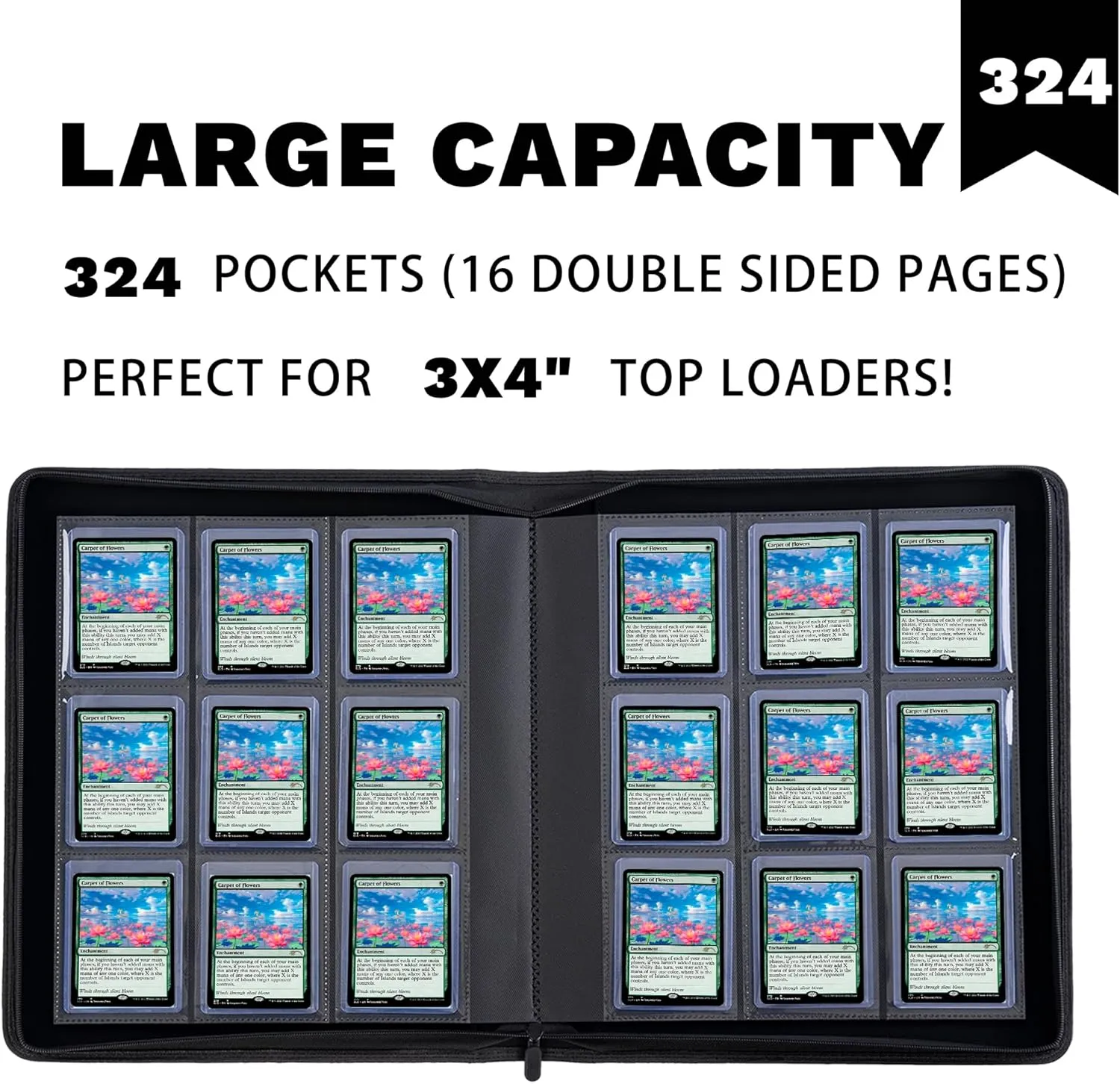 Toploaders Binder,Holds 324 Top Loaders,9 Pocket Top Loader Binder for 3" x 4"Rigid Cards,Double Sided Card Binder Abulm in 3"x4"Toploaders for Trading Cards