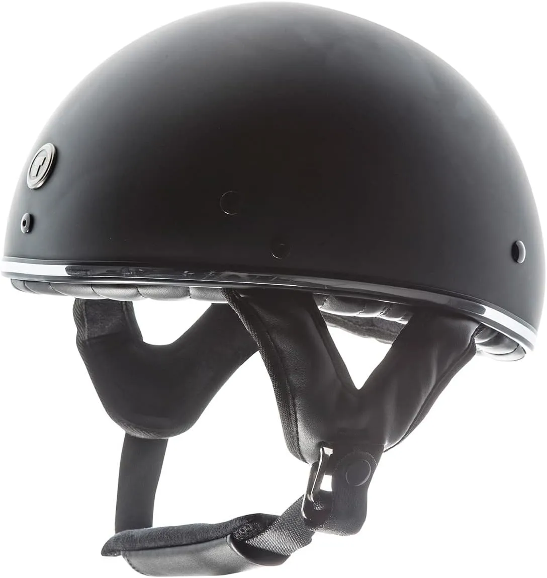 TORC Unisex-adult Half-size-helmet-style T5 Fiberglass Motorcycle Helmet (Matte Black Chrome,Large),1 Pack