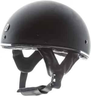 TORC Unisex-adult Half-size-helmet-style T5 Fiberglass Motorcycle Helmet (Matte Black Chrome,Large),1 Pack