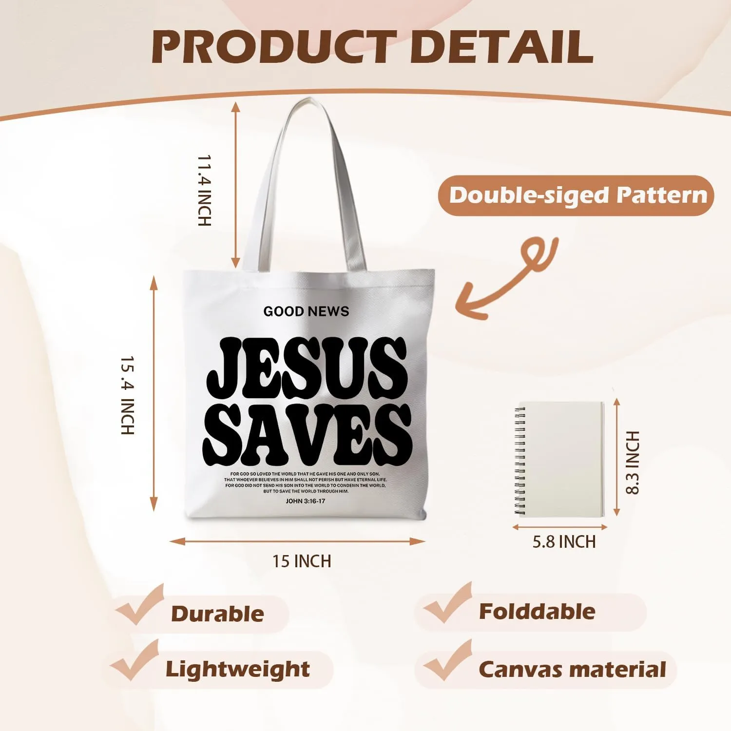 Tote Bag - Christian Gifts for Women, Canvas Bags with Bible Verse Designs