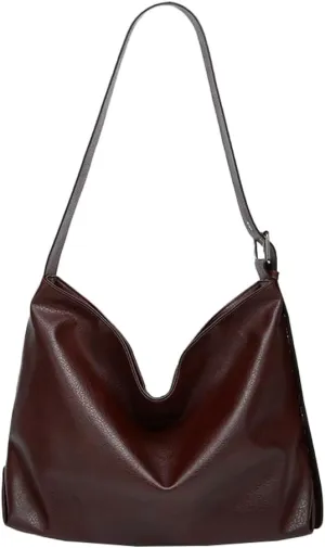 Tote Bag for Women, Soft PU Leather Handbag Vintage Solid Color Shoulder Bag Purse Commuter Underarm Bag with Zipper