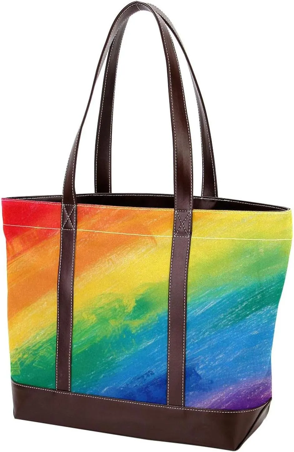Tote Bag, Large Tote Bag, Tote Bag with Zipper, Rainbow Modern Abstract Minimalist Pattern, Tote Bag for Work