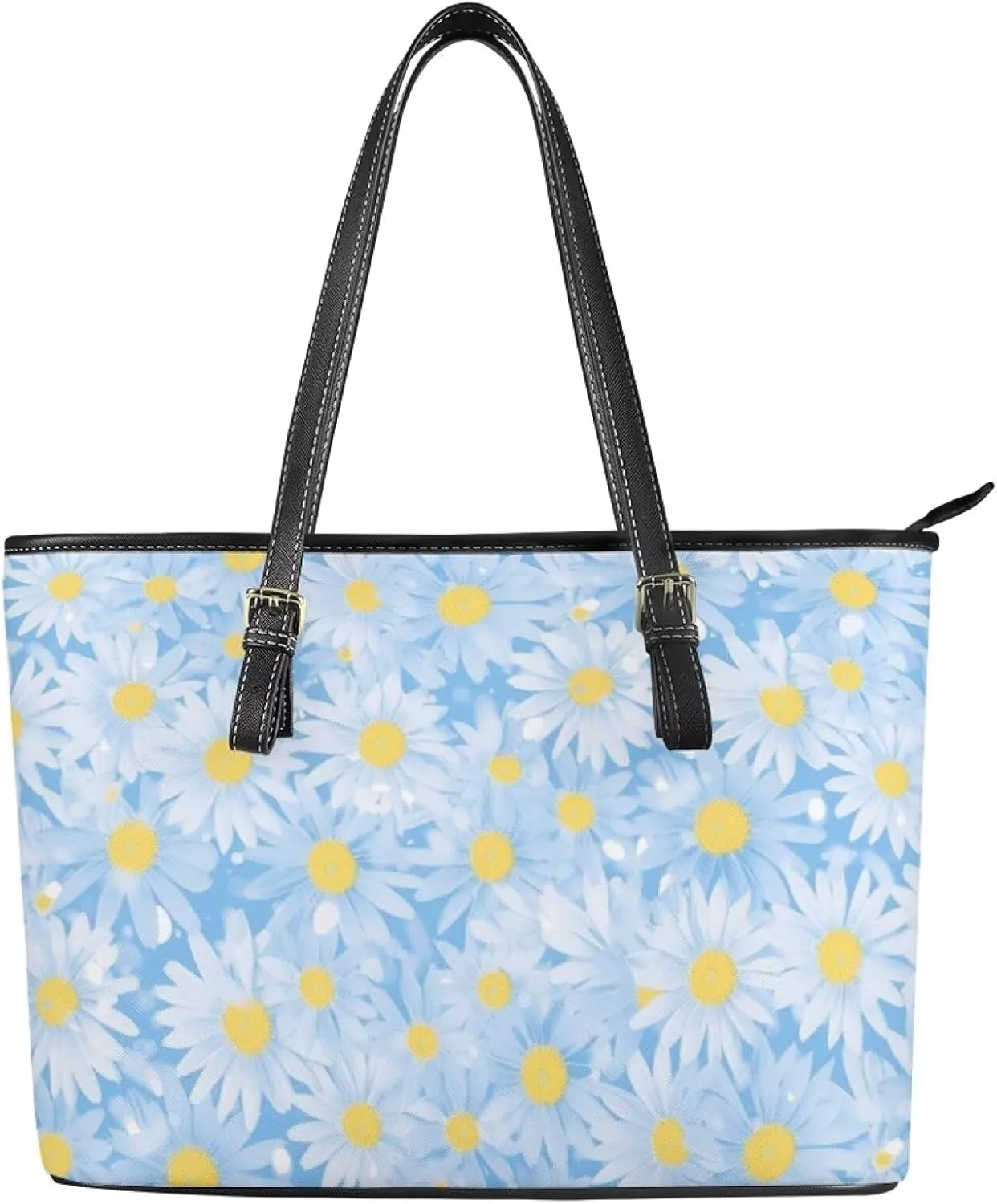 Tote Bag Large Women Bright Flowers Large Shoulder Handbag for Work,Shopping, Faux Leather Travel Satchel Handbag