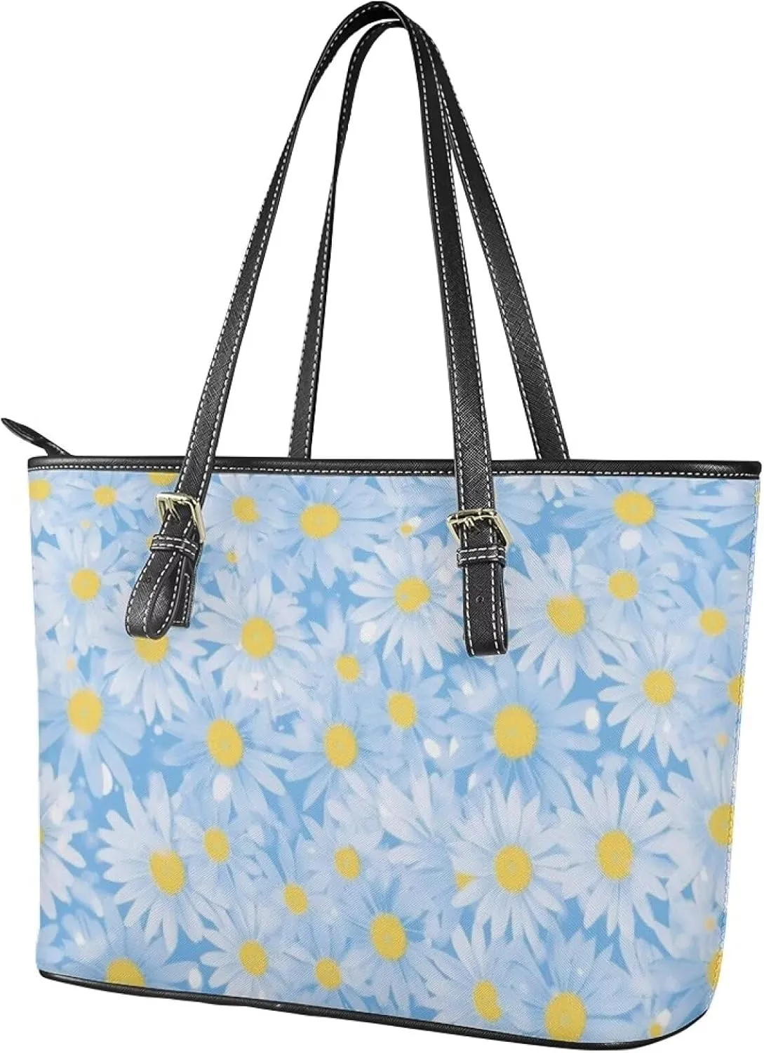 Tote Bag Large Women Bright Flowers Large Shoulder Handbag for Work,Shopping, Faux Leather Travel Satchel Handbag
