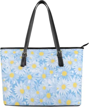 Tote Bag Large Women Bright Flowers Large Shoulder Handbag for Work,Shopping, Faux Leather Travel Satchel Handbag