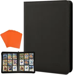 Trading Card Binder 360 Pockets, 9 Pockets Card Binder, Side Loading Card Collection Binder, Collectible Card Albums Card Folder for MTG, TCG, Football, NFL, Sports Cards, Game Cards-Black