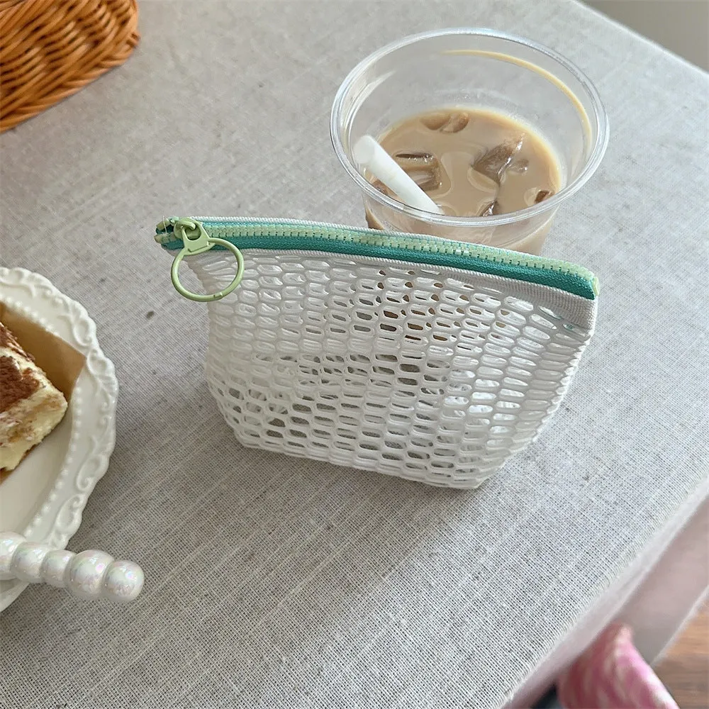 Transparent Mesh Color Block Mini Make Up Bag DP25A595