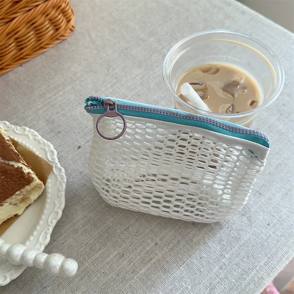 Transparent Mesh Color Block Mini Make Up Bag DP25A595