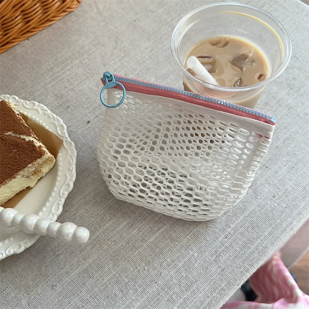 Transparent Mesh Color Block Mini Make Up Bag DP25A595