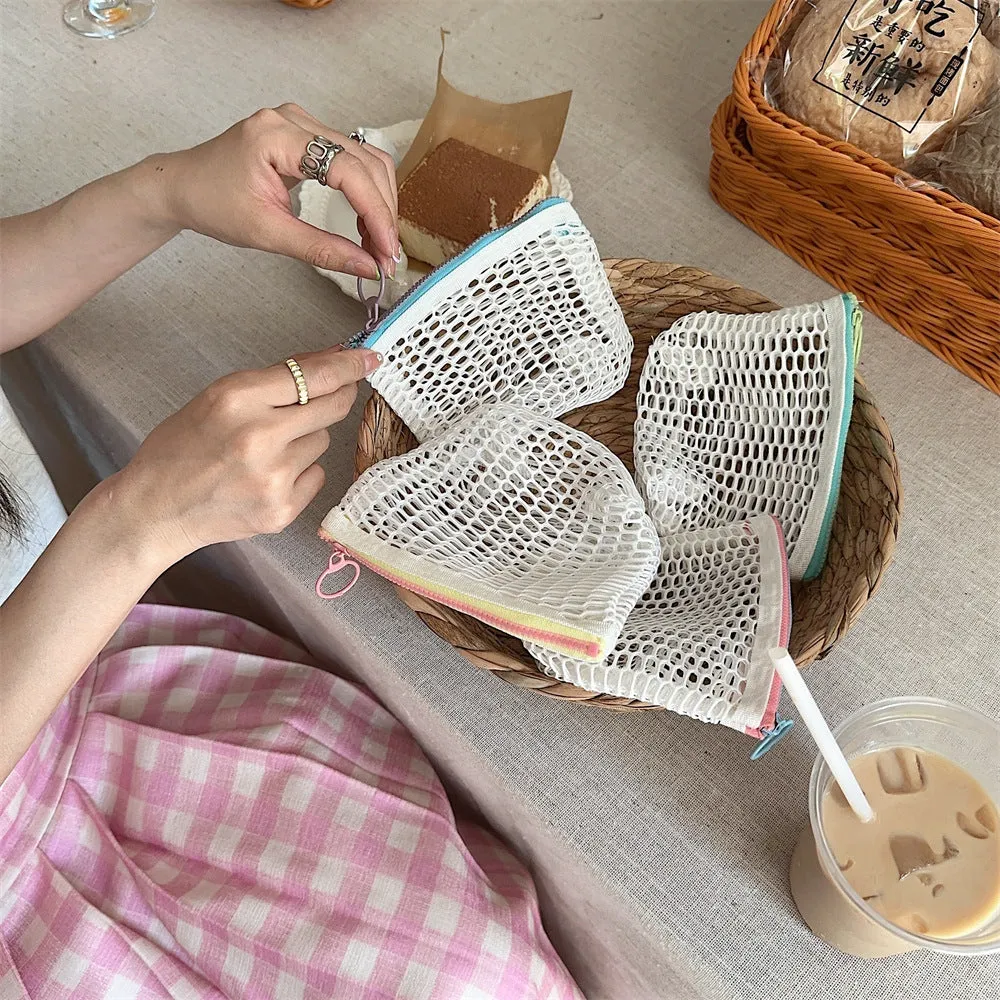 Transparent Mesh Color Block Mini Make Up Bag DP25A595