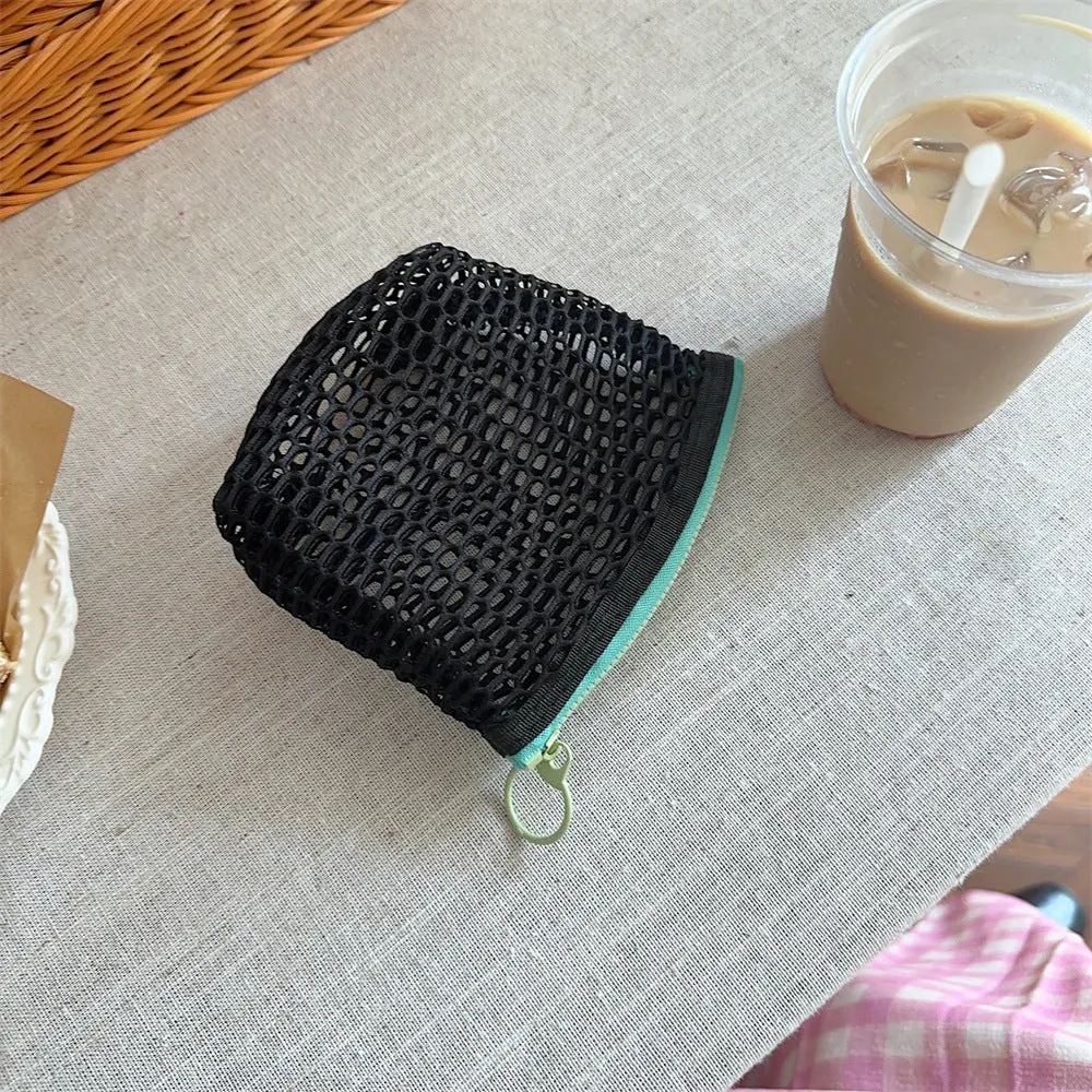 Transparent Mesh Color Block Mini Make Up Bag DP25A595
